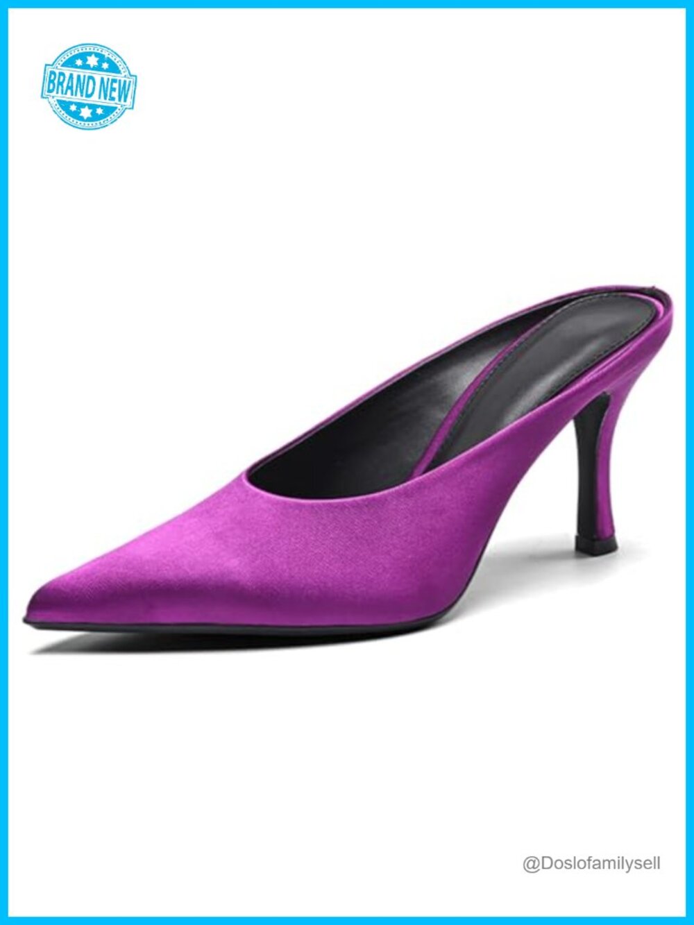 Pointed Toe Closed Toe Satin Stiletto Mule Heels Slip On Party Dress Sandals